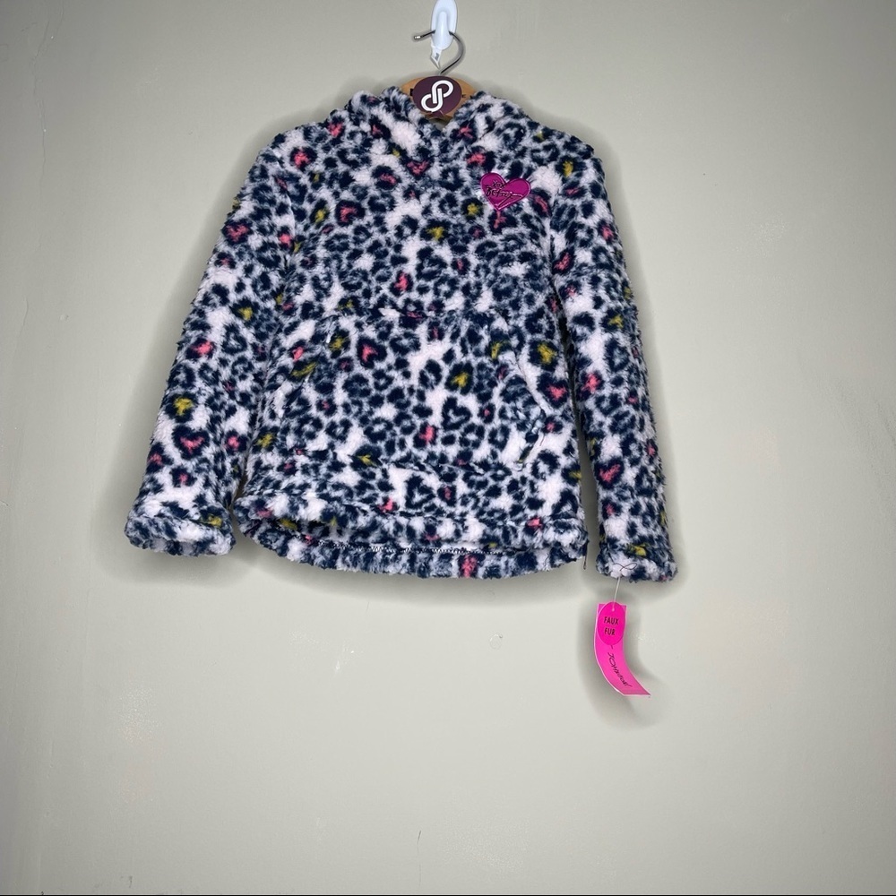 Betsey Johnson Leopard Sherpa Pullover Hoodie